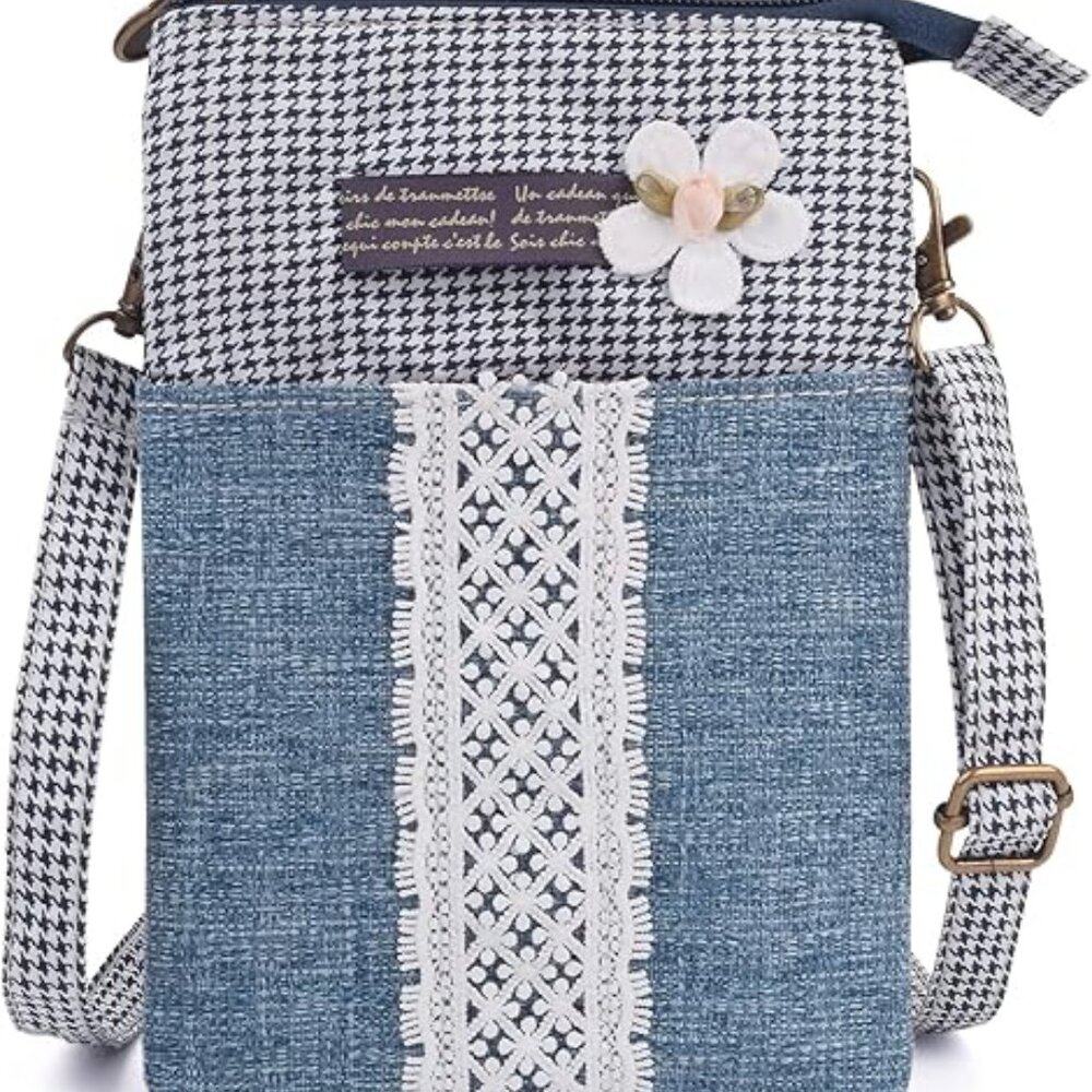 Blue Small Multi-Pocket Crossbody Bag